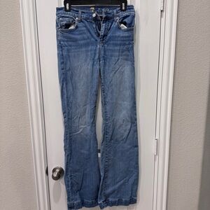7 For All Mankind Blue Flare Wide Leg Jeans